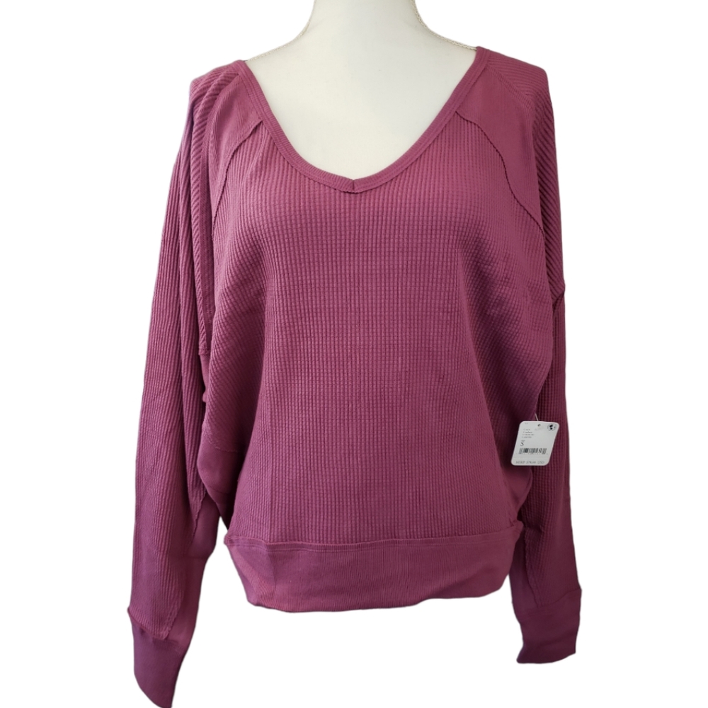 Free People NWT Santa Clara Thermal Size Small in Mulberry Retail $78
